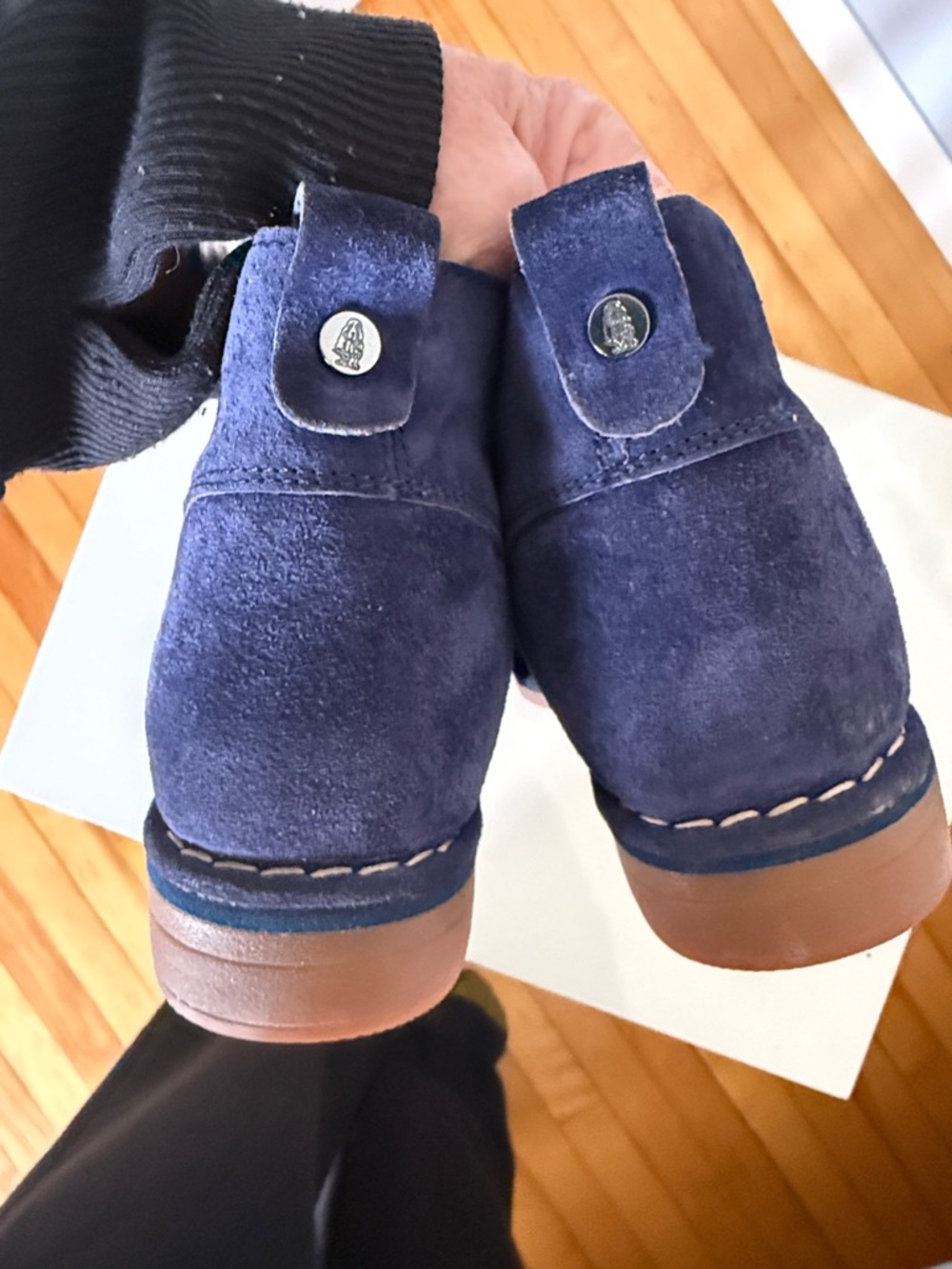 Navy Suede Hush Puppies Tassel Chukka Boots - Picture 7 of 8
